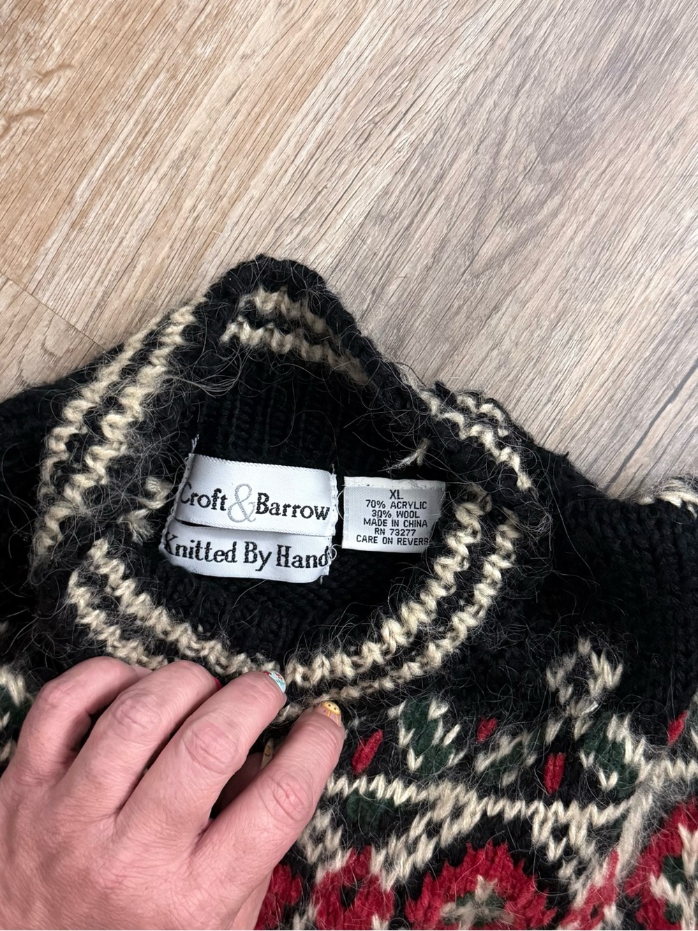 Vintage Croft & Barrow Fair Isle Nordic Mock Neck Sweater XL Wool Blend - Picture 10 of 14